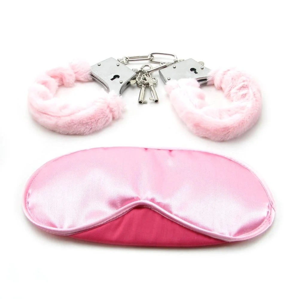 Handcuffs with Satin Mask -Pink